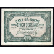 Cédula Oficial Casa da Moeda - 5 Centavos 1918 (Pouco Circulada)