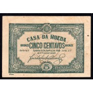 Cédula Oficial Casa da Moeda - 5 Centavos 1918 (Circulada)