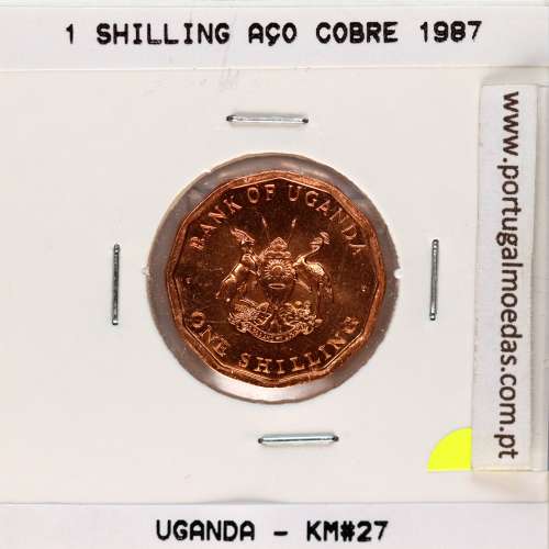 Uganda 1 Shilling 1987 Aço Cobre, (Soberba), World Coins Uganda KM 27