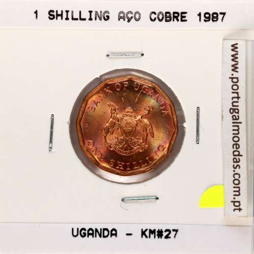 Uganda 1 Shilling 1987 Aço Cobre, (Soberba), World Coins Uganda KM 27