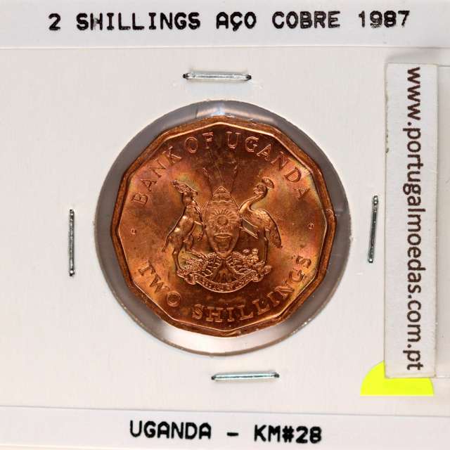 Uganda 2 Shillings 1987 Copper plated steel, (UNC), World Coins Uganda KM 28