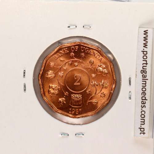 Uganda 2 Shillings 1987 Copper plated steel, (UNC), World Coins Uganda KM 28