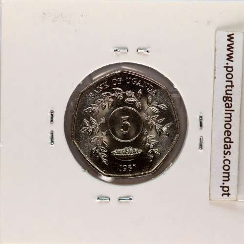 Uganda 5 Shillings 1987 Aço níquel, (Soberba), World Coins Uganda KM 29