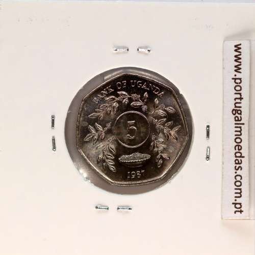 Uganda 5 Shillings 1987 Nickel plated steel, (UNC), World Coins Uganda KM 29