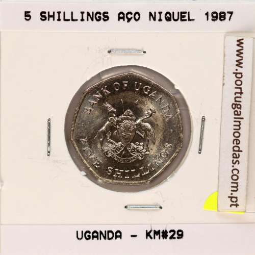 Uganda 5 Shillings 1987 Nickel plated steel, (UNC), World Coins Uganda KM 29
