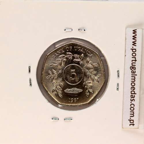 Uganda 5 Shillings 1987 Nickel plated steel, (UNC), World Coins Uganda KM 29