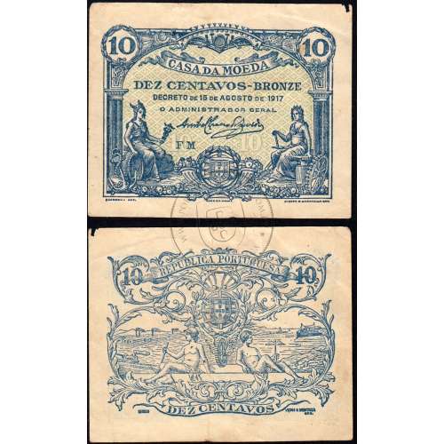 CÉDULA OFICIAL CASA DA MOEDA - 10 CENTAVOS 1917 ( CIRCULADA )