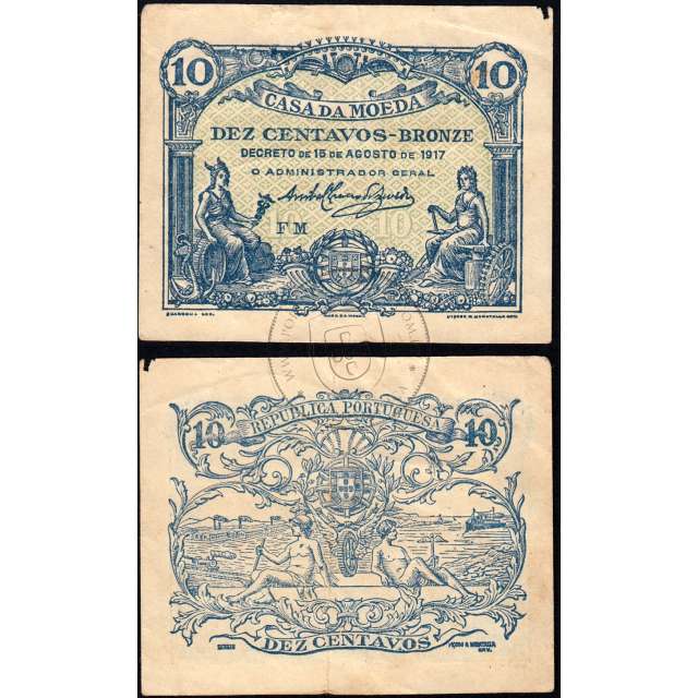 CÉDULA OFICIAL CASA DA MOEDA - 10 CENTAVOS 1917 ( CIRCULADA )