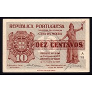 CÉDULA OFICIAL CASA DA MOEDA - 10 CENTAVOS 1917 ( POUCO CIRCULADA)