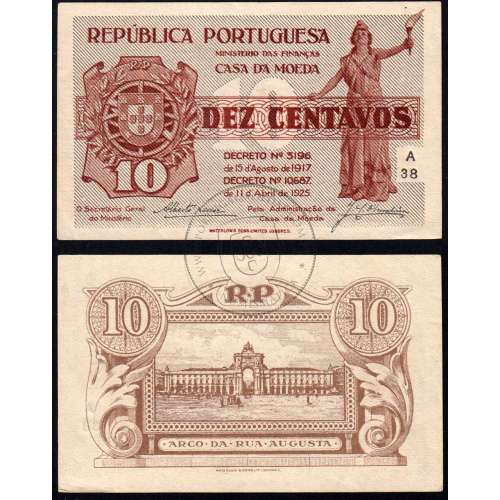 CÉDULA OFICIAL CASA DA MOEDA - 10 CENTAVOS 1917 ( POUCO CIRCULADA)