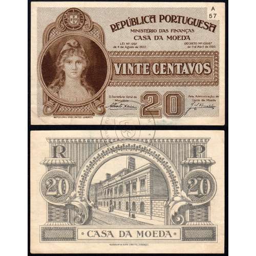 CÉDULA OFICIAL CASA DA MOEDA - 20 CENTAVOS 1917 ( CIRCULADA )