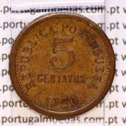 Portugal, coin of 5 centavos 1920 Bronze, $05 centavos 1920 Portuguese Republic, (VF+/XF-), World Coins Portugal KM 569