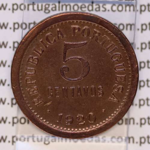 Portugal, coin of 5 centavos 1920 Bronze, $05 centavos 1920 Portuguese Republic, (VF+), World Coins Portugal KM 569