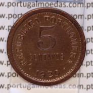 Portugal, coin of 5 centavos 1920 Bronze, $05 centavos 1920 Portuguese Republic, (VF+), World Coins Portugal KM 569
