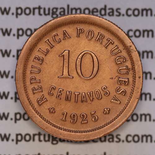 10 centavos 1925 Bronze, $10 centavos bronze 1925 da Republica Portuguesa, (MBC+/Bela-), World Coins krause Portugal KM 573