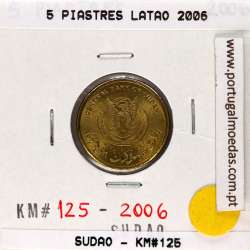 Sudão 5 Piastres 2006 Latão, (Soberba), World Coins Sudan KM 125