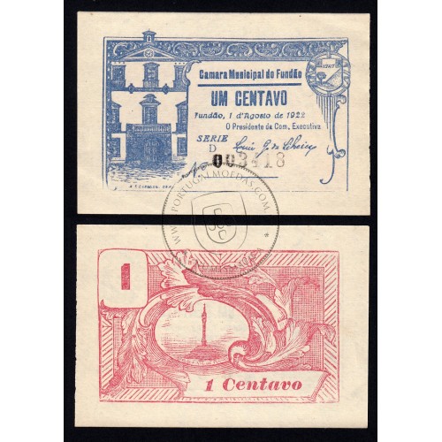 CÉDULA CÂMARA MUNICIPAL DO FUNDÃO - VALE 1 CENTAVO ( NÃO CIRCULADA )