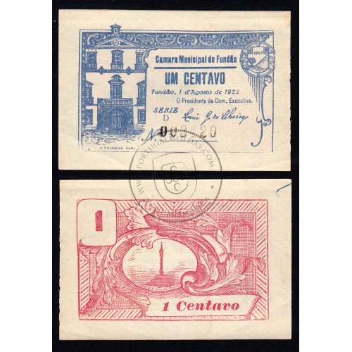 CÉDULA CÂMARA MUNICIPAL DO FUNDÃO - VALE 1 CENTAVO ( NÃO CIRCULADA )