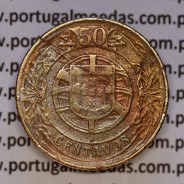 Coin 50 Centavos 1924 Aluminium-Bronze of Portuguese Republic, (F), World Coins Portugal KM 575