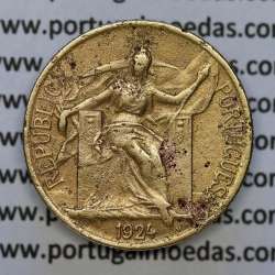 50 Centavos 1924 Bronze-Alumínio, $50 centavos 1924 Alumínio-Bronze Republica Portuguesa, (BC+), World Coins Portugal KM575