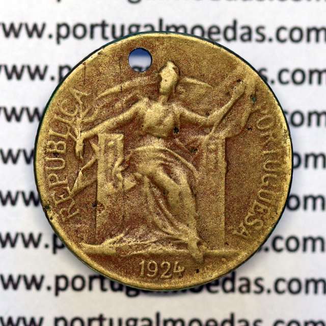 50 Centavos 1924 Bronze-Alumínio, $50 centavos 1924 Alumínio-Bronze Republica Portuguesa, (BC), World Coins Portugal KM575