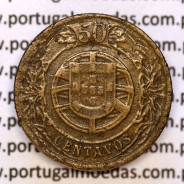 Coin 50 Centavos 1924 Aluminium-Bronze of Portuguese Republic, (VF), World Coins Portugal KM 575