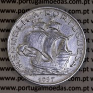 10 Escudos 1937 prata, 10$00 escudos prata 1937 da Republica Portuguesa, (MBC), World Coins Portugal KM 582