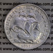 10 Escudos 1937 prata, 10$00 escudos prata 1937 da Republica Portuguesa, (MBC), World Coins Portugal KM 582