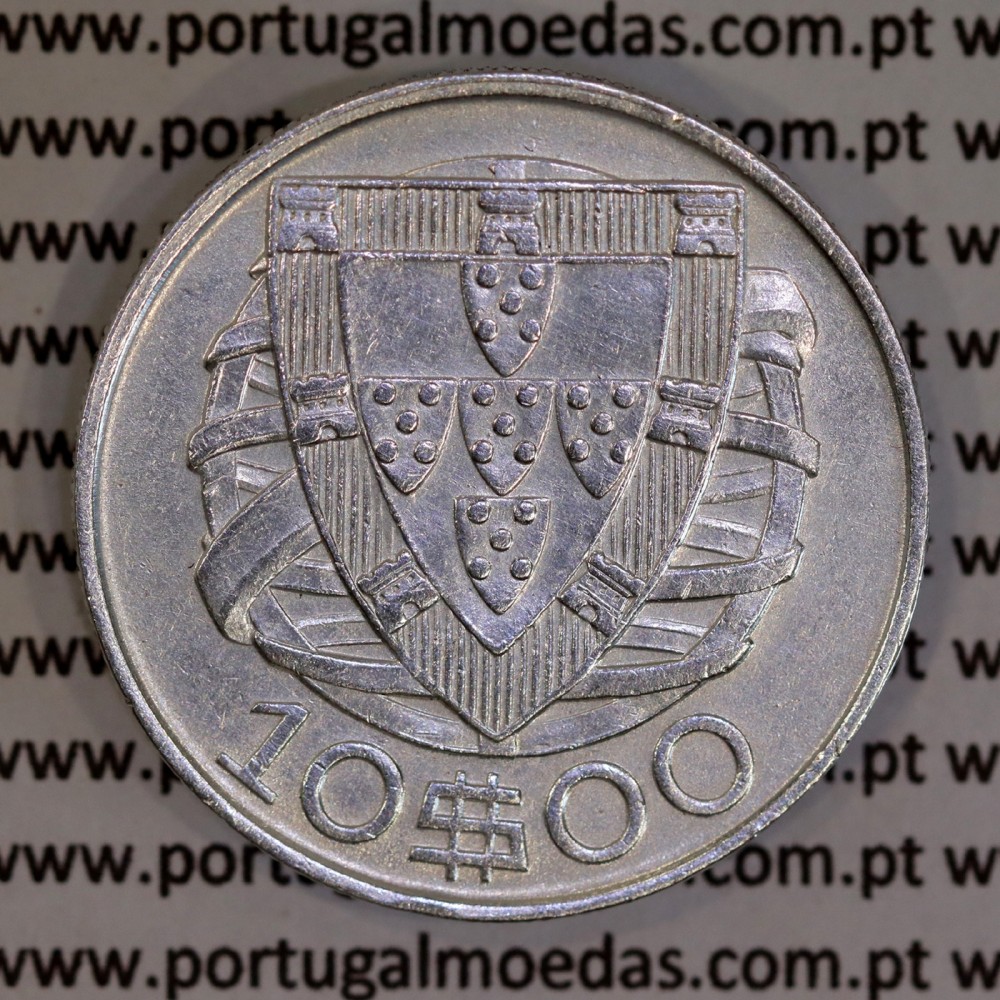10 Escudos 1937 prata, 10$00 escudos prata 1937 da Republica Portuguesa, (MBC), World Coins Portugal KM 582