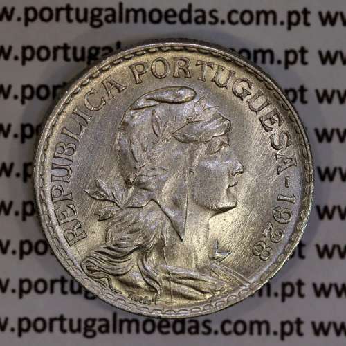 coin 1 Escudo 1928 Alpaca of Portugal, 1$00 1928 alpaca Portuguese Republic, (UNC), World Coins Portugal KM 578