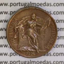 Portugal coin of, 50 Centavos 1924 Aluminium-bronze of Portuguese Repubic, (VF+), World Coins Portugal KM 575