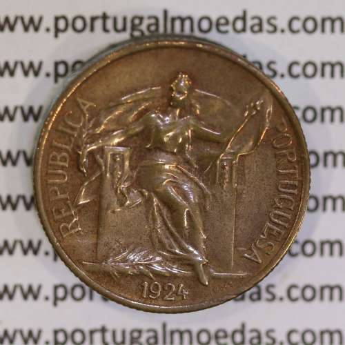 50 Centavos 1924 Bronze-Alumínio, $50 centavos 1924 Alumínio-Bronze da Republica, (MBC+), World Coins Portugal KM575