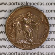50 Centavos 1924 Bronze-Alumínio, $50 centavos 1924 Alumínio-Bronze da Republica, (MBC+), World Coins Portugal KM575