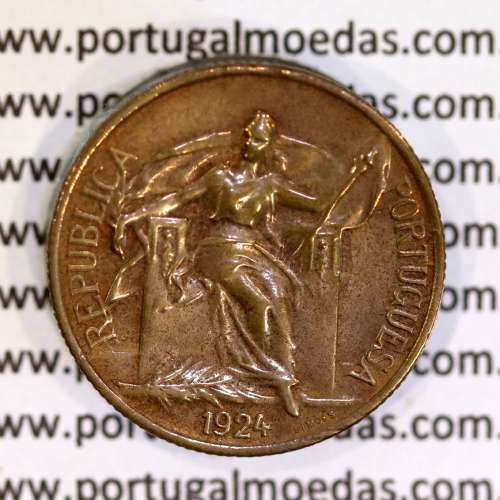 Portugal coin of, 50 Centavos 1924 Aluminium-bronze of Portuguese Repubic, (VF+), World Coins Portugal KM 575