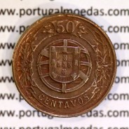 50 Centavos 1924 Bronze-Alumínio, $50 centavos 1924 Alumínio-Bronze da Republica, (MBC+/Bela), World Coins Portugal KM#575