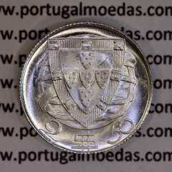Silver coin of 2-1/2 Escudos 1940, 2$50 Escudos 1940 silver Portuguese Republic, (UNC), World Coins Portugal KM 580