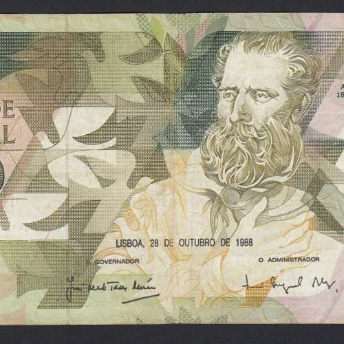 5000 Escudos 1988 Antero de Quental, 28-10-1988, ALS, Plate: 2A, Bank of Portugal, World Paper Money Pick 184, (Circulated)