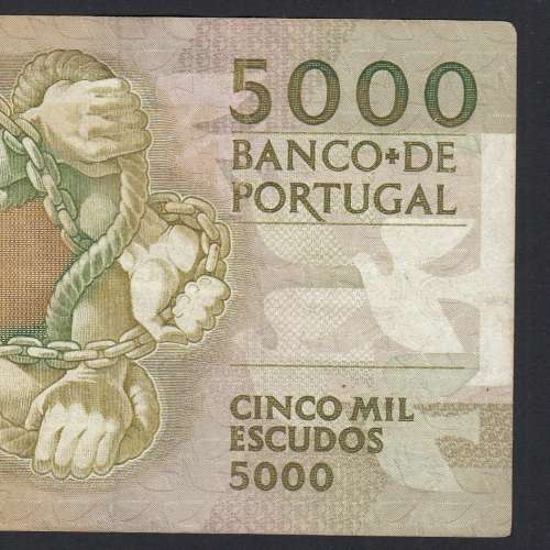 5000 Escudos 1988 Antero de Quental, 28-10-1988, ALS, Plate: 2A, Bank of Portugal, World Paper Money Pick 184, (Circulated)