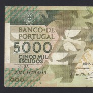 5000 Escudos 1988 Antero de Quental, 28 Outubro 1988, ANL, Chapa: 2A, Banco de Portugal, World Paper Money Pick 184, (Circulada)