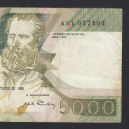 5000 Escudos 1988 Antero de Quental, 28 Outubro 1988, ANL, Chapa: 2A, Banco de Portugal, World Paper Money Pick 184, (Circulada)