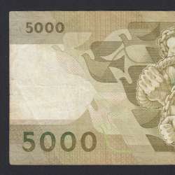 5000 Escudos 1988 Antero de Quental, 28-10-1988, ANL, Plate: 2A, Bank of Portugal, World Paper Money Pick 184, (Circulated)