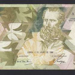 5000 Escudos 1989 Antero de Quental, 6-7-1989, AZN, Plate: 2A, Bank of Portugal, World Paper Money Pick 184, (Circulated)