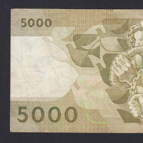 5000 Escudos 1989 Antero de Quental, 6-7-1989, AZN, Plate: 2A, Bank of Portugal, World Paper Money Pick 184, (Circulated)