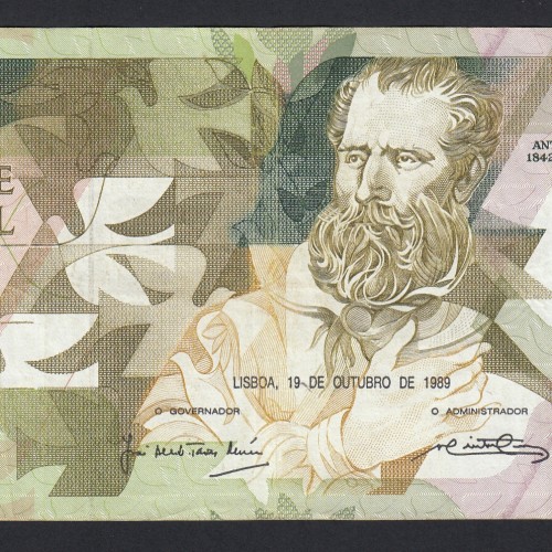 5000 Escudos 1989 Antero de Quental, 19 Outubro 1989, BGR, Chapa: 2A, Banco de Portugal, World Paper Money Pick 184, (Circulada)
