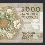 5000 Escudos 1989 Antero de Quental, 19 Outubro 1989, BGR, Chapa: 2A, Banco de Portugal, World Paper Money Pick 184, (Circulada)