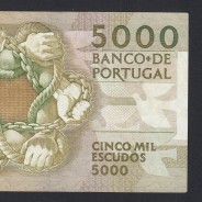 5000 Escudos 1989 Antero de Quental, 19-10-1989, BVD, Plate: 2A, Bank of Portugal, World Paper Money Pick 184, (Circulated)