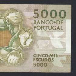 5000 Escudos 1989 Antero de Quental, 19-10-1989, BVJ, Plate: 2A, Bank of Portugal, World Paper Money Pick 184, (Circulated)
