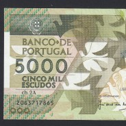 5000 Escudos 1991 Antero de Quental, 31 Outubro 1991, 20G, Chapa: 2A, Banco de Portugal, World Paper Money Pick 184, (Circulada)