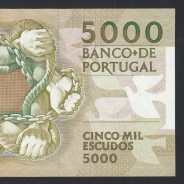 5000 Escudos 1991 Antero de Quental, 10-31-1991, 20G, Plate: 2A, Bank of Portugal, World Paper Money Pick 184, (Circulated)
