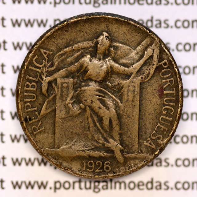 1 Escudo 1926 Bronze-Alumínio, 1$00 1926 Alumínio-Bronze Republica Portuguesa, (BC+), World Coins Portugal  KM 576